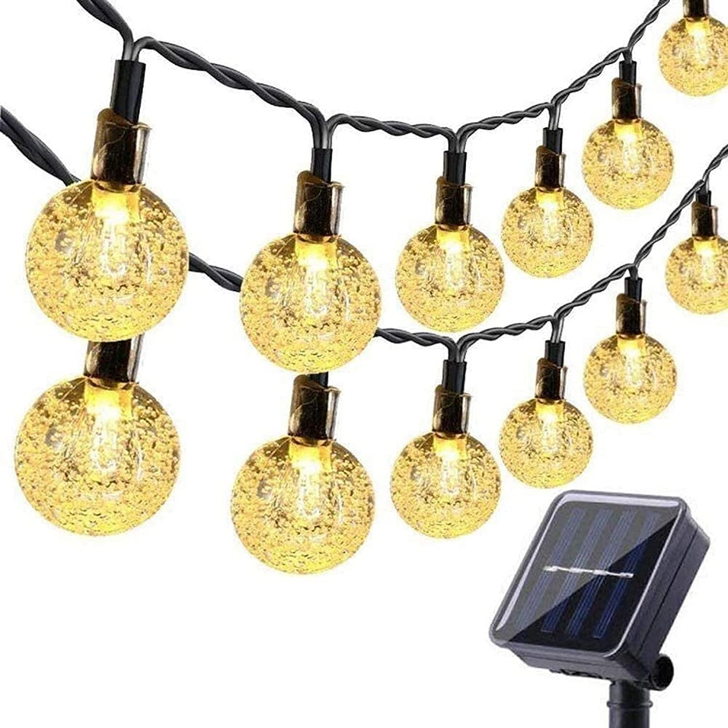 Solar Garden Lights Outdoor Wedding Party Festival Decoration 50 LED 7M/24Ft Solar String Lights Waterproof 8 Modes Indoor/Outdoor Fairy Lights Globe for Garden Yard Patio Clear White Home