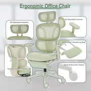 Hforesty Ergonomic Office Chair, High Back Mesh Computer Chair with Footrest, Coat Hanger, Dynamic Lumbar Support,Gray