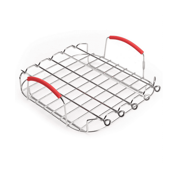 9 Inch Stainless Steel AirFryer Grill Rack Versatile Square Roasting Grill with Skewers Baking Tray AirFryers Holder