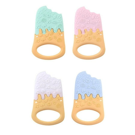 Teether Infant Toys - Baby Teether Silicone Pacify Comfort Bite Teether Safe BPA Free Infants Teething Toys Ice Cream Shape Gum For Dental Care