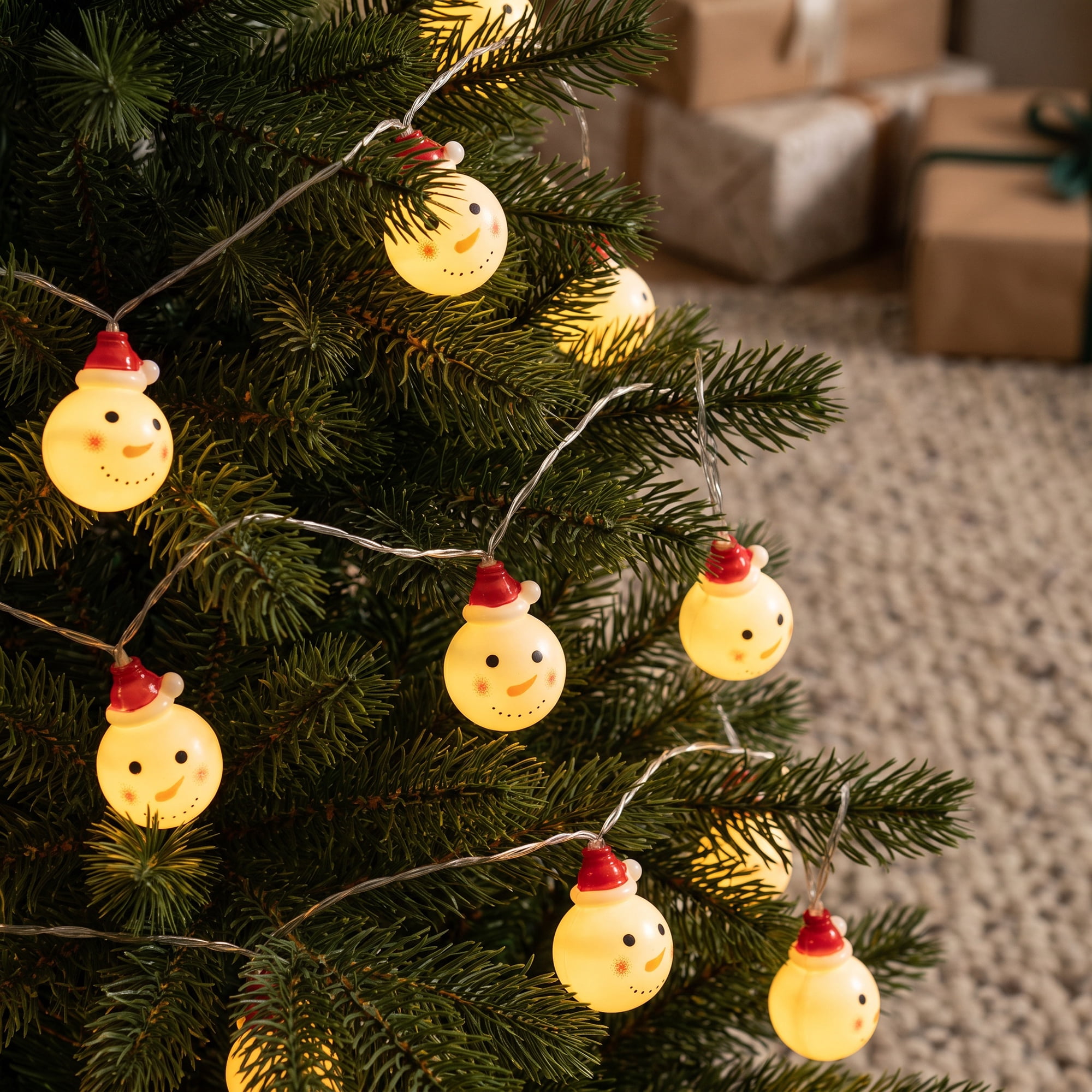 Unique Bargains Fairy Garlands Yuletide Noel Twinkle Lamps 9.8 ft Snowman Battery Operated