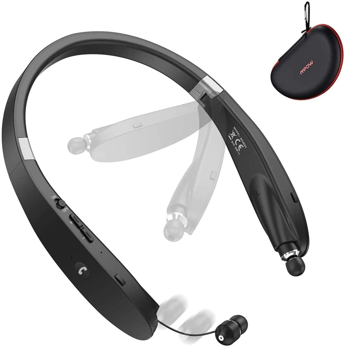 Mpow Jaws V4.1 Bluetooth Headphones Wireless Neckband Headset Stereo Noise Cancelling Earbuds w/ Mic-Black MPOWA MBH25
