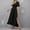 Black, variant on Women's Summer Casual V Neck Flowy Swing Dress Short Sleeve Ruched A Line Flare Party Evening Maxi Dresses