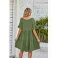 thumbnail image 6 of 2024 Summer Women's Dress Casual V Neck Babydoll Three Layer Pleated Dress, 6 of 7