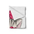 thumbnail image 2 of Kitty Soft Flannel Fleece Throw Blanket, Hipster Cat Wearing Heart Shaped Pink Glasses and Dotted Hair Bow, Cozy Plush for Indoor and Outdoor Use, 50" x 70", Magenta Beige Black, by Ambesonne, 2 of 5