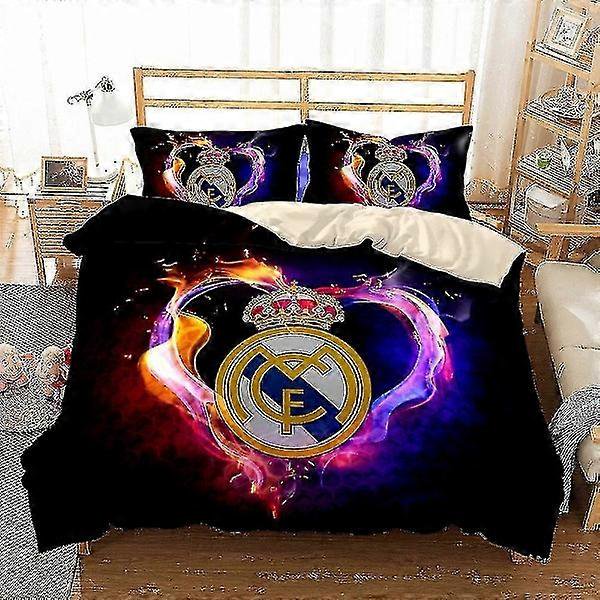 Australia 140*210 Flaming Real Madrid 3D Digital Printed Bedding Set Three-Piece Football Fan Home Textiles