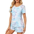 thumbnail image 4 of UVN Pajamas Sets for Women 2 Piece Lounge Set Short Sleeve Tops and Shorts Soft Pj Set Sleepwear Loungewear, 4 of 9