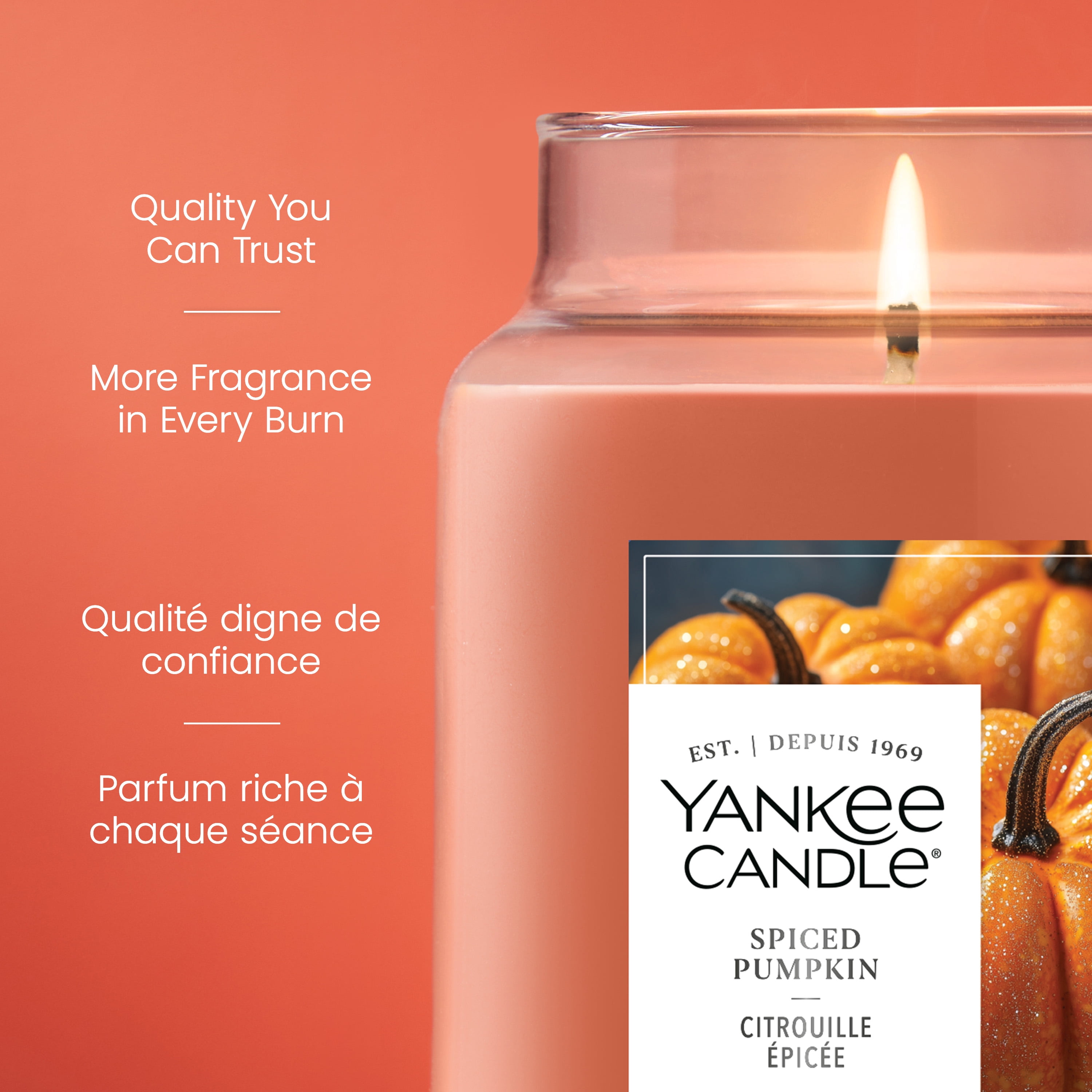 Yankee Candle Scented Candle, Spiced Pumpkin, 22 oz Original Large Jar, Up to 150 Hours of Burn Time