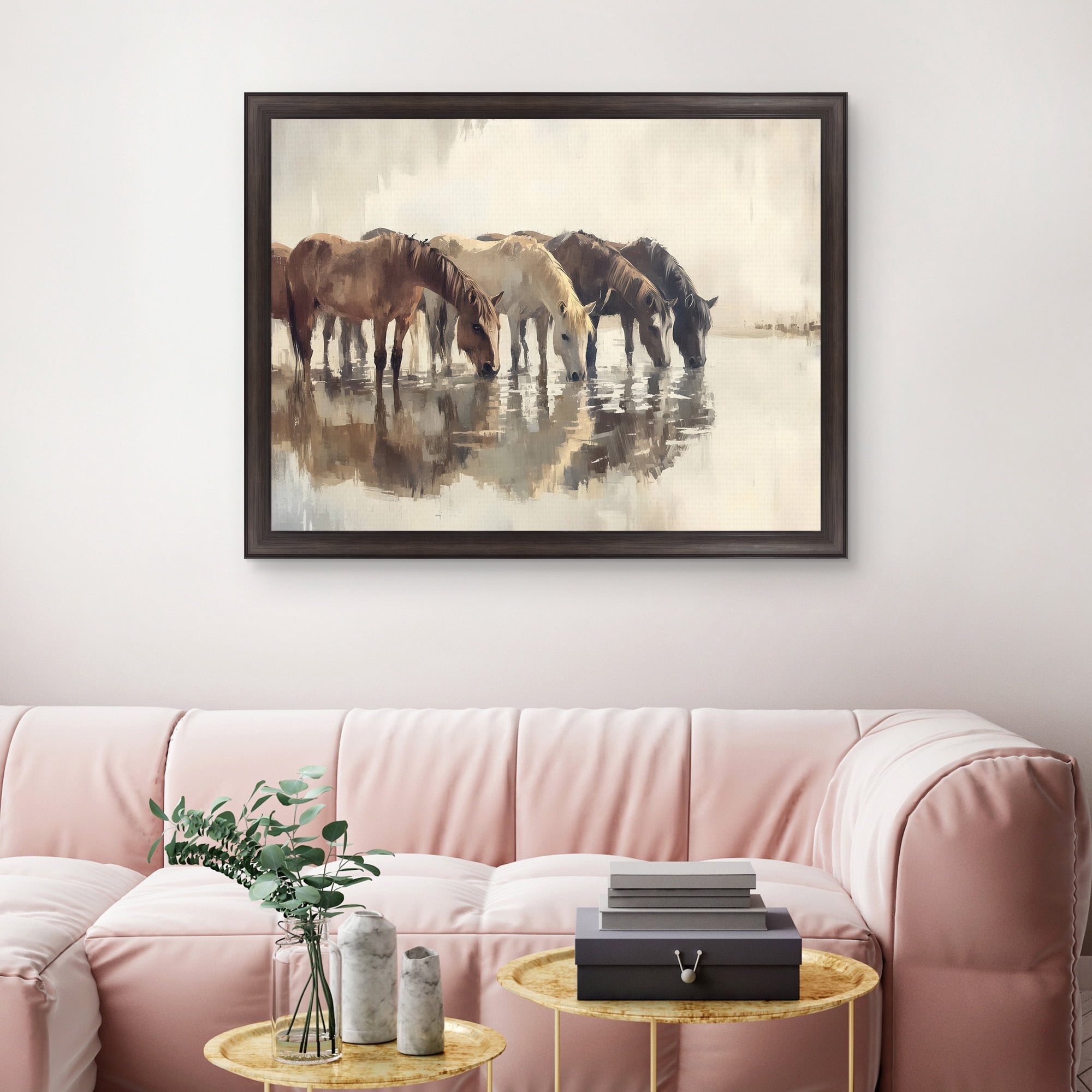 Herd of Horses Framed Canvas