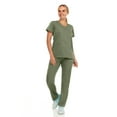 thumbnail image 4 of Hey Collection Womens Stretch Colorful Cargo Mock Neck Scrubs Set, Medical Nursing Tops with Four Pocket Scrubs Straight Leg Pants, 4 of 5