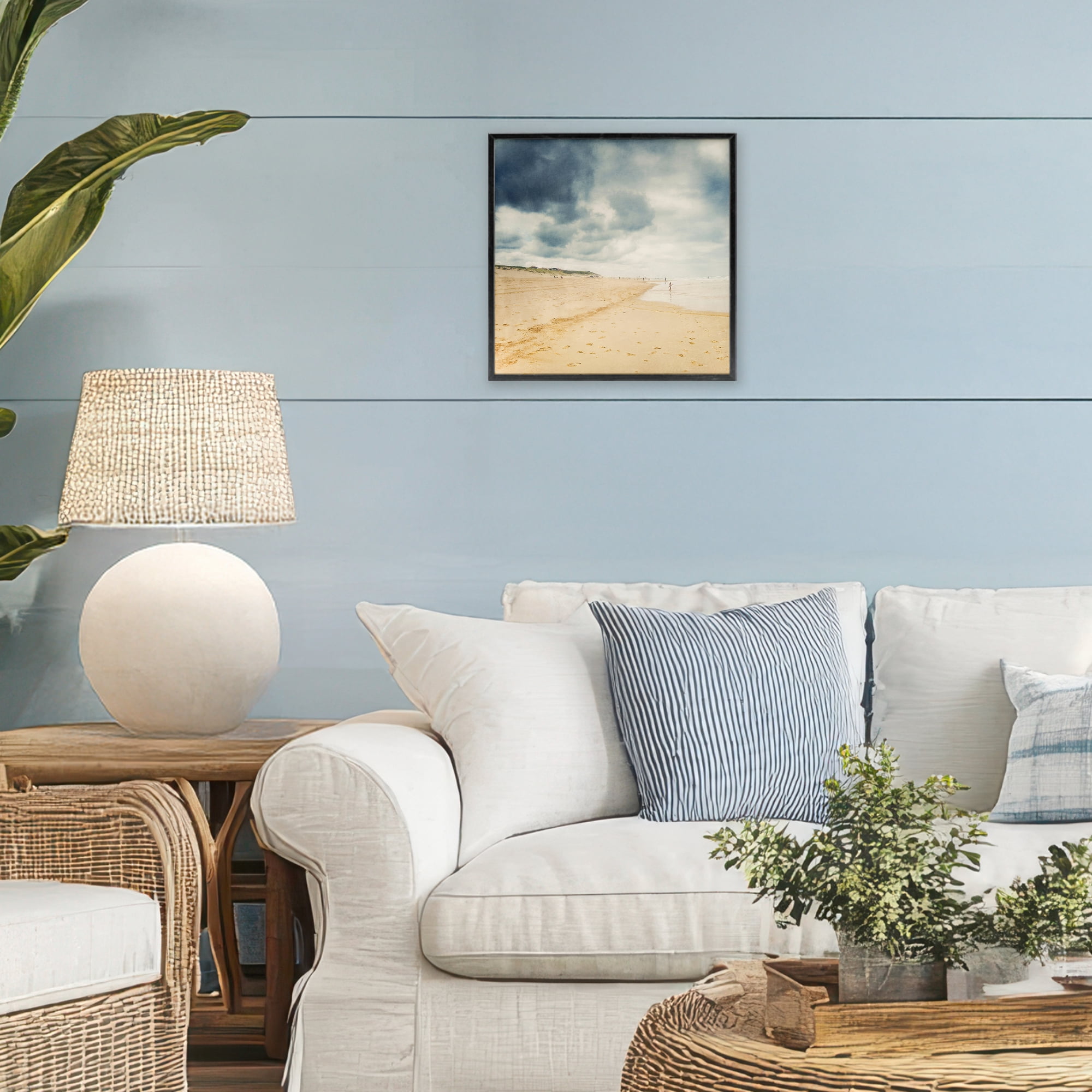Stupell Industries Beach On A Cloudy Day Black Framed Giclee Art, design by Dirk Wüstenhagen
