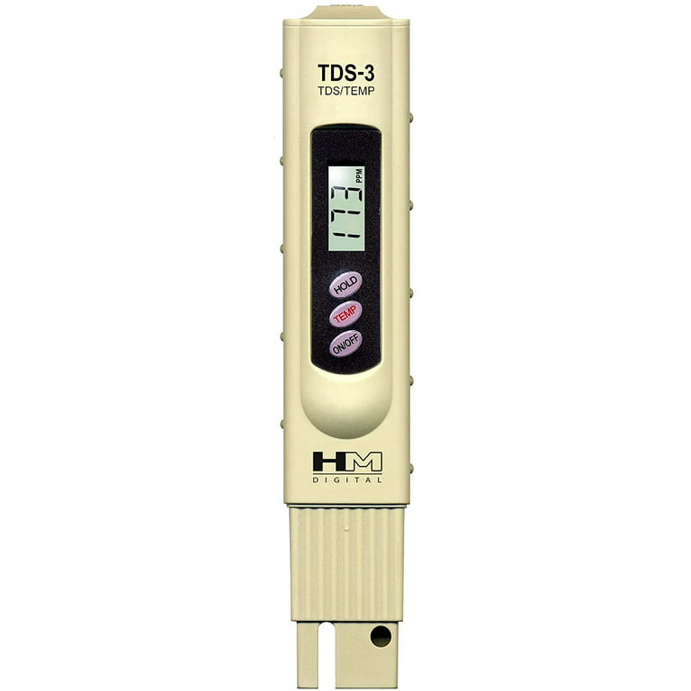HM Digital TDS-3 Handheld TDS Meter with Carrying Case with 0 – 9990 ppm  (mg/L) Range and +/- 2% Accuracy