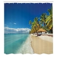 thumbnail image 2 of Ambesonne Island Shower Curtain, Sunny Beach at Island Art, 69"Wx84"L, Cobalt Blue and Multicolor, 2 of 4