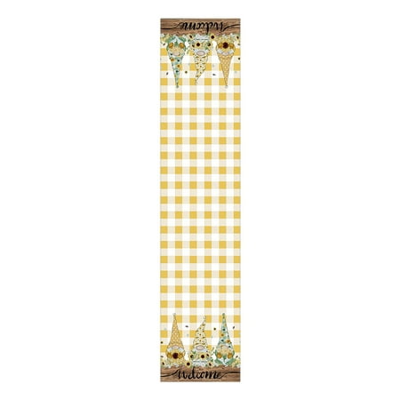 

Summer Flowers Gnome Sunflower Cotton Linen Decorative Table Runner Decorative Table Banner hanitom