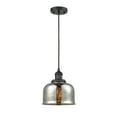 thumbnail image 4 of 201C-BK-G78 Innovations Lighting Bell - 1 Light Cord Hung Mini Pendant In Industrial Style-10 Inches Tall and 8 Inches Wide-Matte Black Finish-Silver, 4 of 5