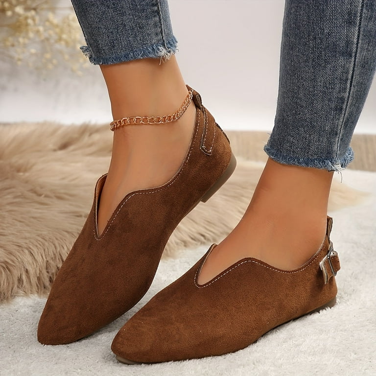 KJHGGH Women s Lightweight Pointed Toe Flats All Season Chic Easy Slip On with Elegant Buckle Detail Size One size Black