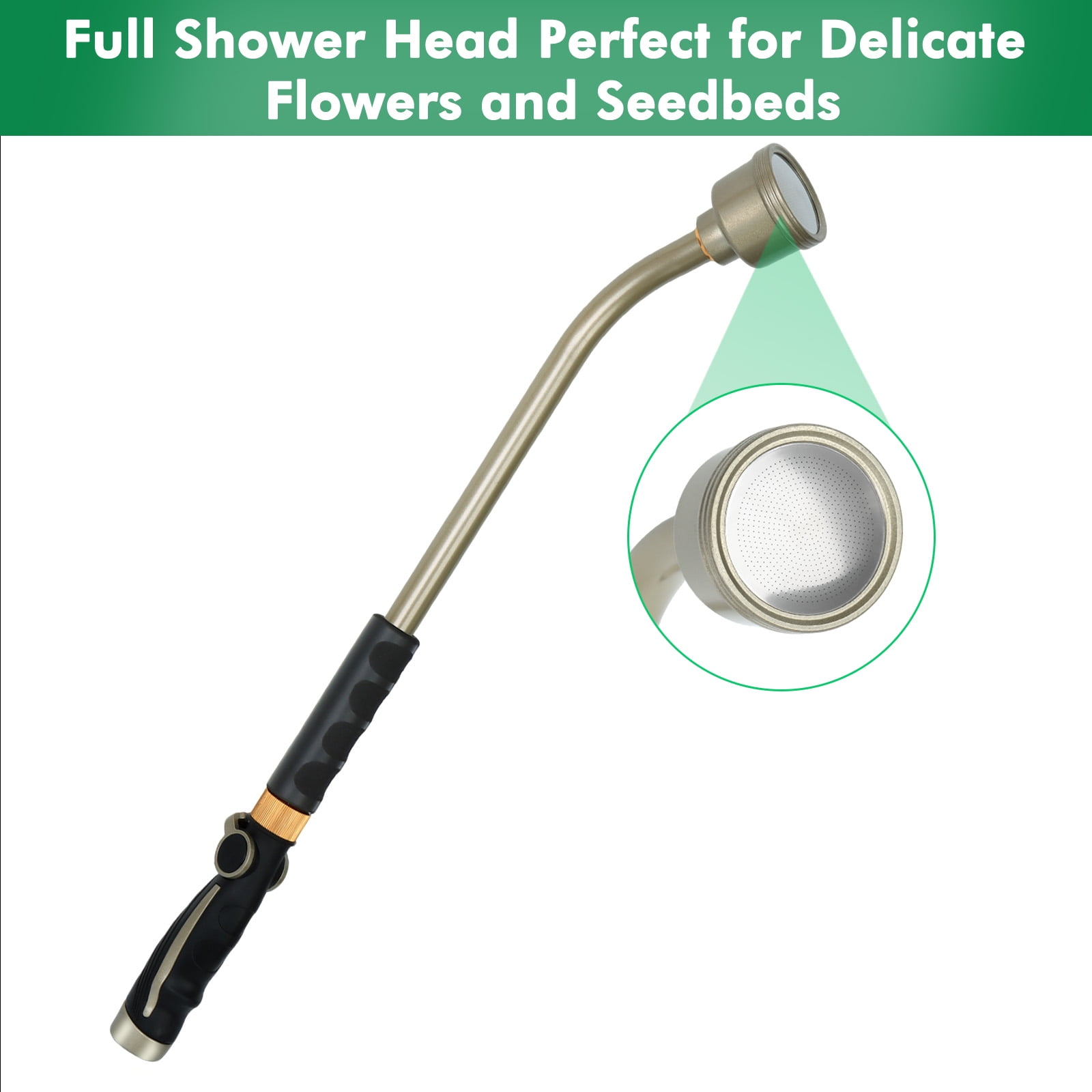 Restmo Watering Wand Heavy Duty, 24-Inch Long Hose Nozzle Sprayer with Stainless Head, Thumb Flow Control | On/Off Valve, Metal Hose Wand