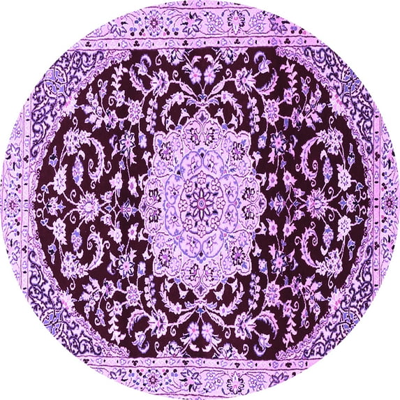Ahgly Company Indoor Round Medallion Purple Traditional Area Rugs, 5' Round