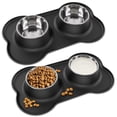 thumbnail image 2 of Hisdou Pet Dog Cat Bowls,[2 Pack] Non Spill Stainless Steel Pet Bowls With Mat,Stainless Steel Double Bowls Food Water Bowl Set|1200ML, 2 of 6