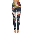 thumbnail image 4 of Abstract Color Block Yoga Pants With Pockets Leaf Print Leggings Sexy Push Up Sweet Yoga Sports Tights Elastic Running Leggins, 4 of 5