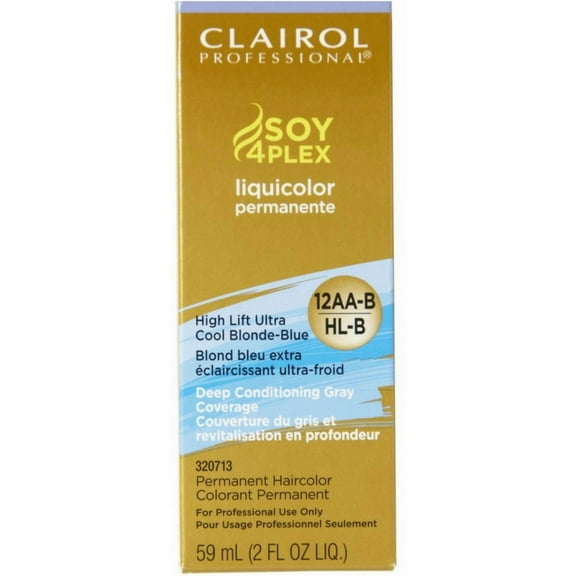 Clairol Professional 12AA-B/HL-B High Lift Ultra Cool Blonde Blue LiquiColor Permanent Hair Color, 2 oz