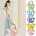 thumbnail image 1 of Sentmoon Storage Baskets Basket Organizer Decorative Basket Cotton Rope Woven Handbag Picnic Basket Tote Handmade Style Storage Carry Bag for Beach Market Shopping Travel Boho Home Decor Use, 1 of 7