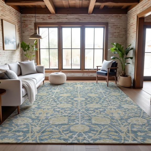 Addison Rugs Mayfield Premium Machine Washable Transitional Floral Sky Rectangle Rug, 9' x 12'