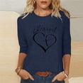 thumbnail image 2 of Luxalzxs Valentine Tops for Women Fashion Casual Blessed Love Heart Printed T-Shirt 3/4 Sleeve Length Round Neck Casual Tops Blouse, 2 of 5