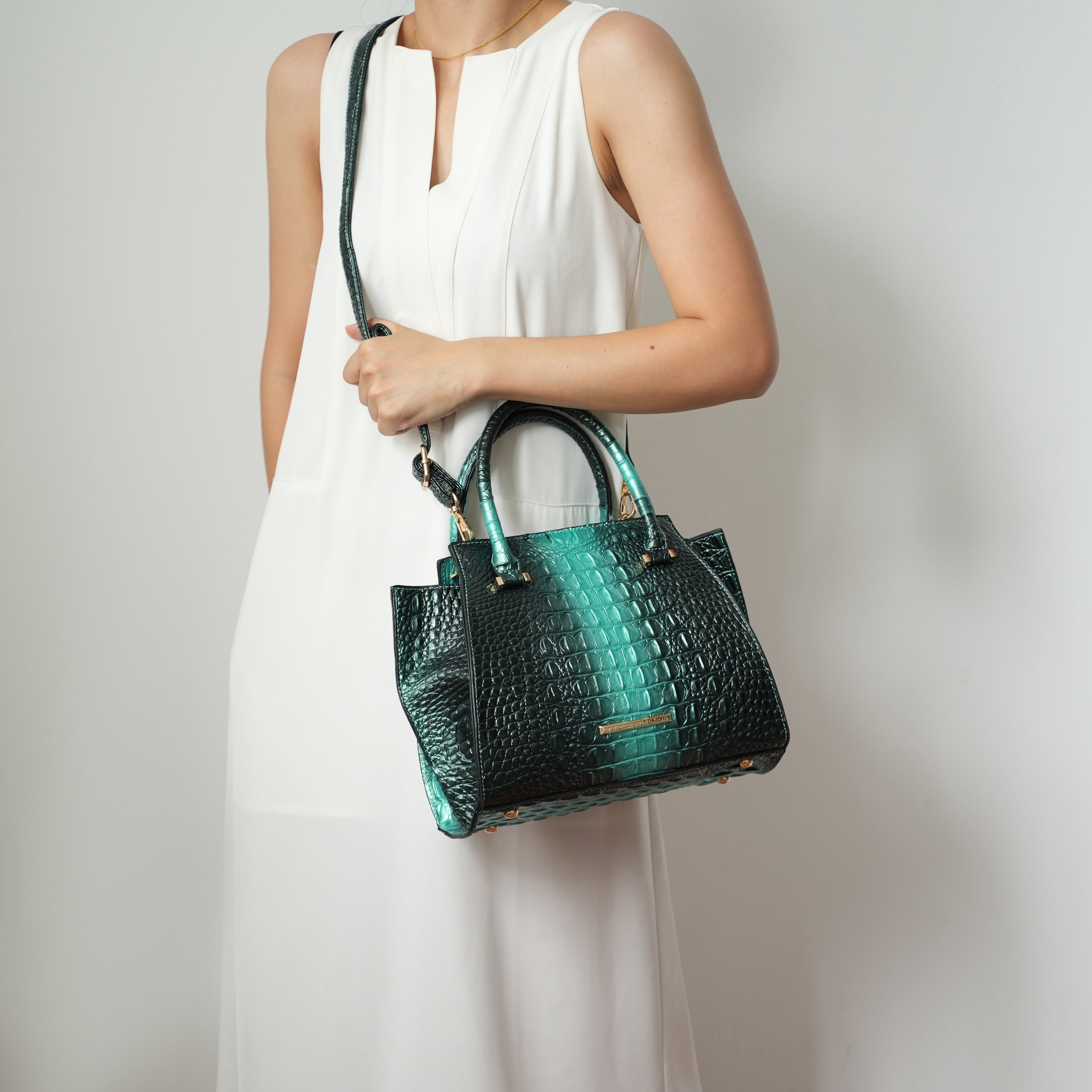 MKF Collection Bently Women's Tote Bag with Matching Wallet Croco Vegan Leather 2pcs Handbag Set by Mia K - Gold