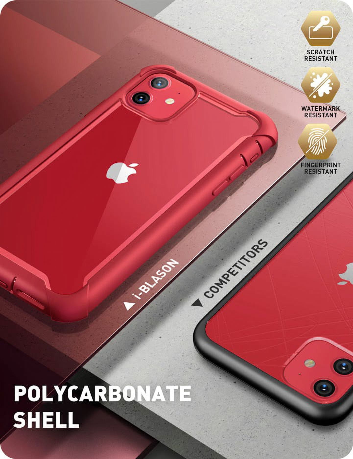 i-Blason Ares iPhone 11 Case 6.1 inch (2019 Release), Dual Layer Rugged Clear Bumper Case with Built-in Screen Protector (MetallicRed)