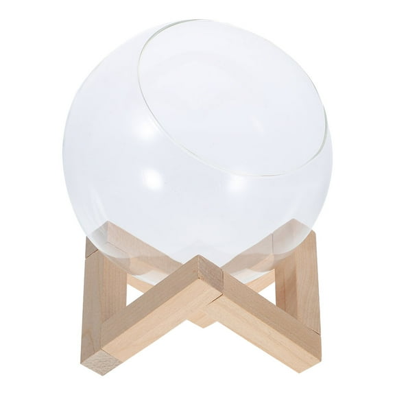 CATIEBYE 1Set Transparent Glass Terrarium Vase with Wooden Frame for Indoor Plant Propagation