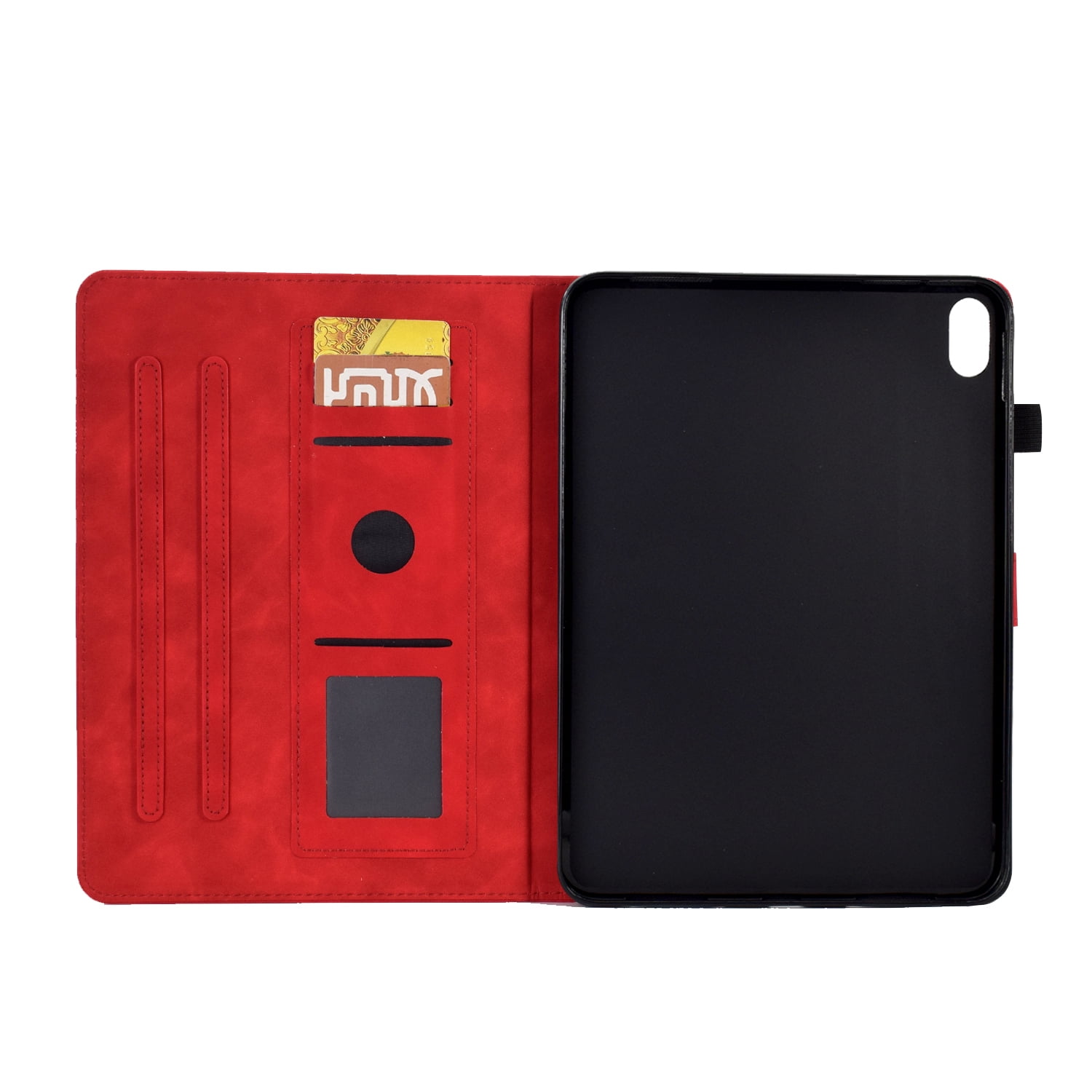 Dteck for iPad 10th Generation Case 2022, iPad 10 th Gen 10.9 inch Protective Cover with Pencil Holder, Multi-Angle Viewing Stand, Card Slots, Folio Leather Cases with Embossed Butterfly,Red