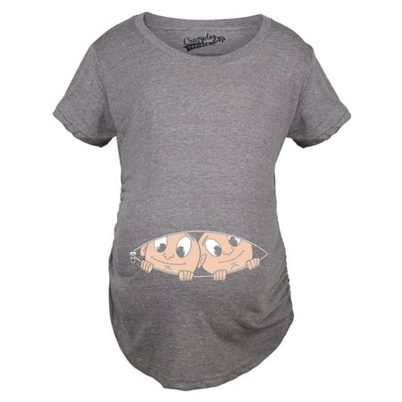 Maternity Peeking Twins T Shirt Cute Baby Announcement Pregnancy (Best Pregnancy Announcement To Husband)
