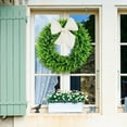 thumbnail image 4 of 20" Artificial Purple Boxwood Christmas Wreath with Silk Scarf, Faux Greenery Wreath for Front Door, Indoor Outdoor Home & Seasonal Christmas Decoration, 4 of 9