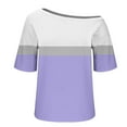 thumbnail image 6 of New Summer Arrivals Olyvenn Plus Size Women's Color Block Short Sleeve T Shirts Cold Shoulder Casual Crew Neck Tops Basic Summer Loose Fit Tees Purple M, 6 of 6
