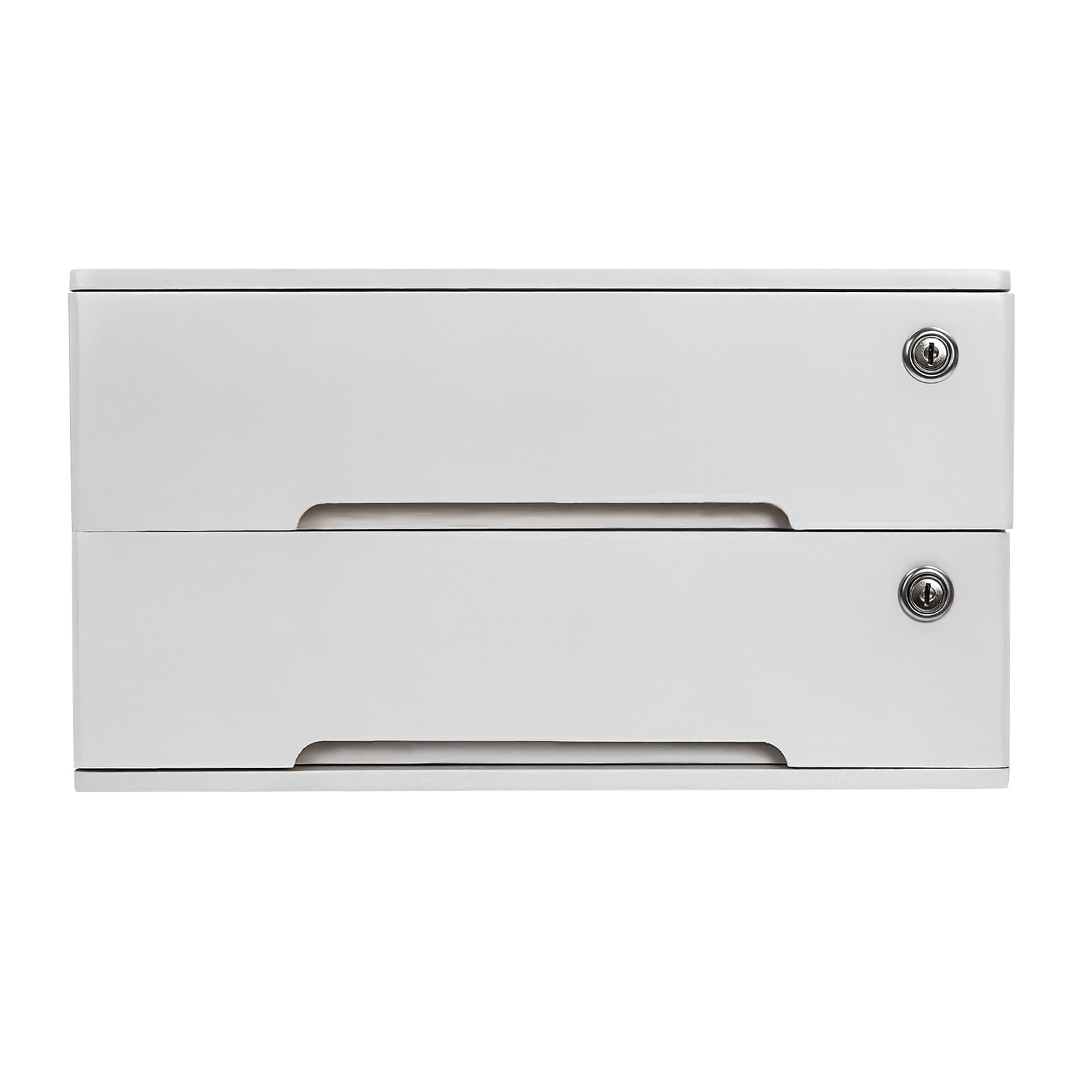 White Wooden Desktop Storage Box with Lockable Drawers, Office Supplies File Organizer, Flat File Cabinet