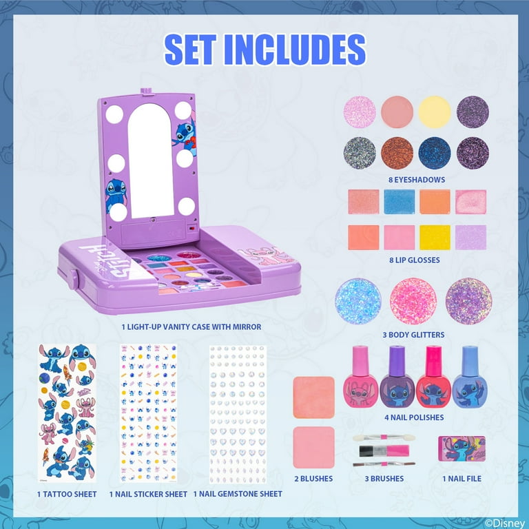 まゆにゃん3　スティッチ商品　バラエティーセット Amazon.com: Stitch Train Case Beauty Set, Kids Makeup Kit for
