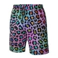 thumbnail image 5 of Kdxio Rainbow Animal Skin Pattern Mens Casual Shorts - Drawstring Summer Beach Sports Shorts for Men, 5 of 9