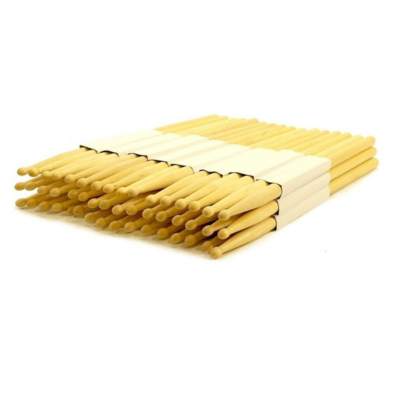 lot of 24 pairs - 5a wood tip natural maple drumsticks - pro 48 drum sticks new