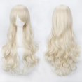 thumbnail image 1 of Pelucas sintéticas de pelo rosa, pelo suave de seda a granel, volumen de aire, alta temperatura, pelo largo y rizado, pelo de onda grande, peluca recta para Cosplay, 1 of 4