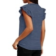 thumbnail image 4 of Pounoo Women's Striped Tees V Neck Short Sleeve Ruffle Sleeve Casual Tops Summer Loose Fit Comfy Tunics Gift, 4 of 6