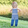 thumbnail image 5 of Jewelreauty Toddler Girl One Piece Jumpsuits Sleeveless Strap Patchwork Rompers Summer Outfits with Pockets (3-4 Years, A Blue), 5 of 5