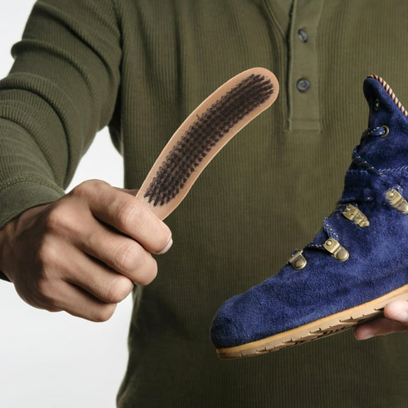 Masteelf Multi Color Soft Shoe Brush for Cleaning Sneakers with Long Handle and Wood Plastic Bristles 7.5