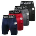 thumbnail image 1 of 4 Packs Men Compression Shorts Active Workout Underwear with Pocket, 1 of 7