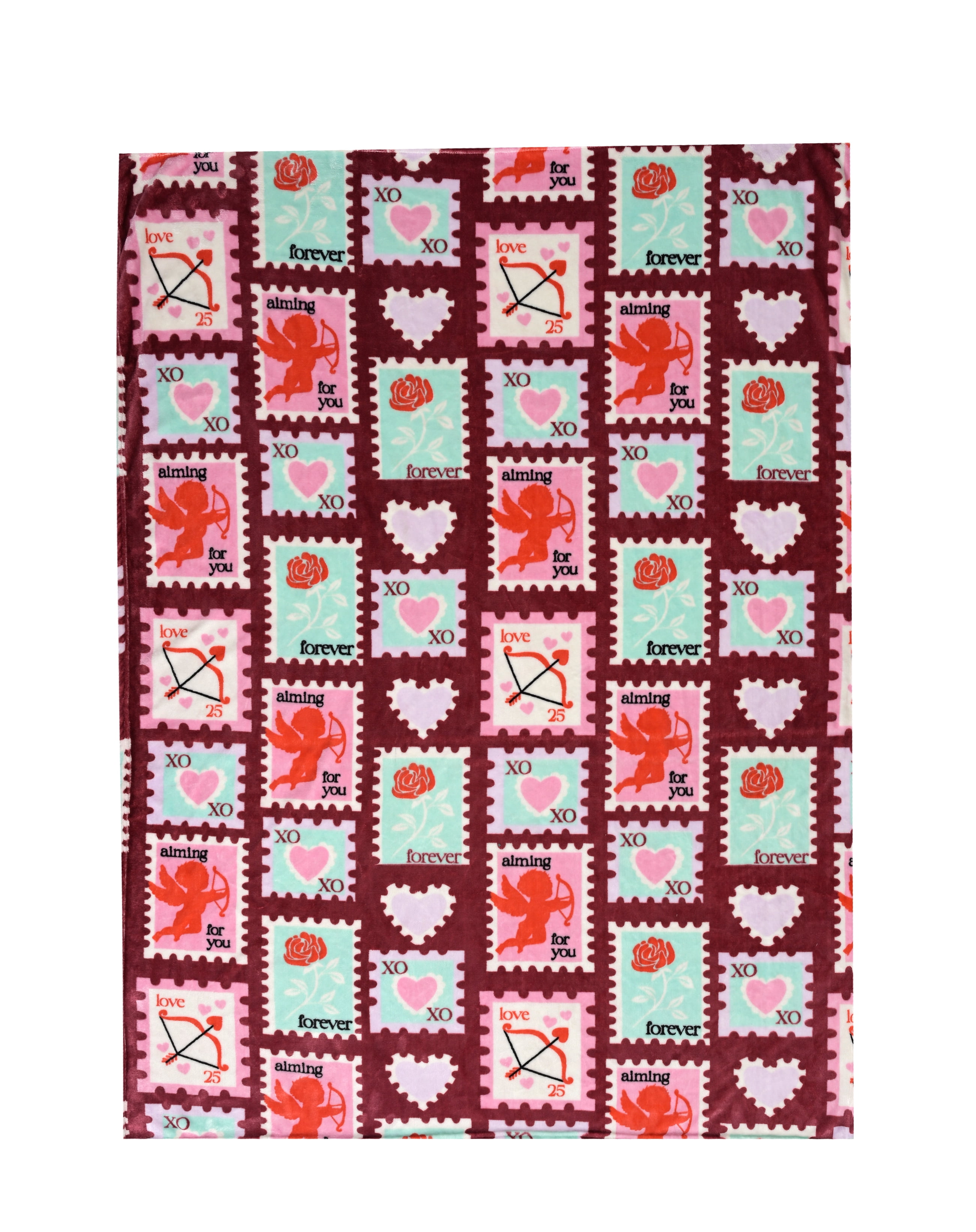 Way To Celebrate Valentine's Day Throw Blanket, Love Stamps, 50 x 60 in