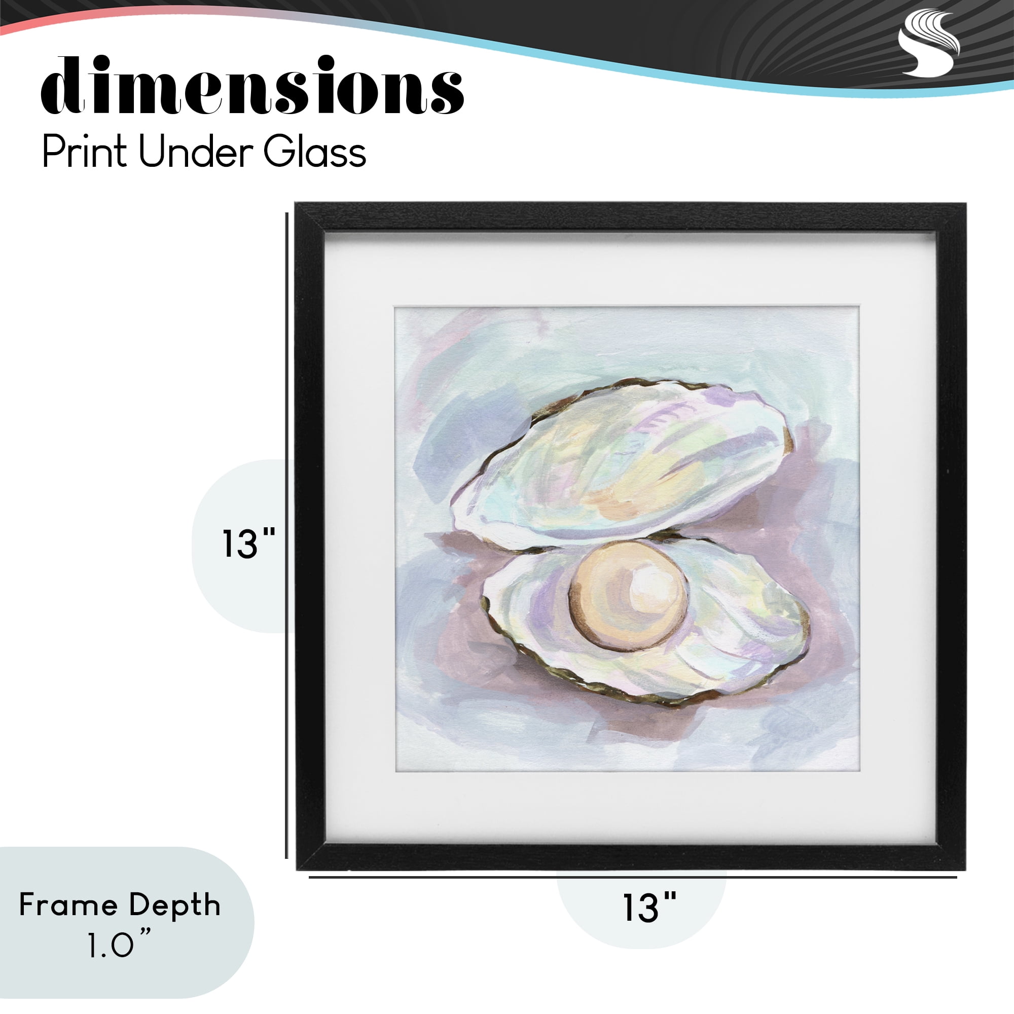 Stupell Industries Silent Opal Clam Pearl Black Framed Print Under Glass, design by Melissa Wang