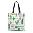 thumbnail image 1 of JSDART Canvas Tote Bag Cacti and Lettering Cactuses Succulents in Flower Pots Reusable Shoulder Grocery Shopping Bags Handbag, 1 of 1