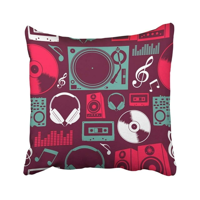 ABPHQTO Black Music Dj Archivo en capas para una fácil manipulación y coloración personalizada Fiesta Urban Funky Funda de almohada Throw Pillow Cover Case 40x40 cm