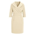 thumbnail image 5 of LEKWK Work Dresses for Women Elegant Classy V Neck Business Casual Dress 3/4 Sleeve Sheath Dress Bodycon Pencil Dress Office Wear, 5 of 6