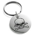 thumbnail image 1 of Stainless Steel Pirate Skull & Crossbones Engraved Small Medallion Circle Charm Keychain Keyring, 1 of 1